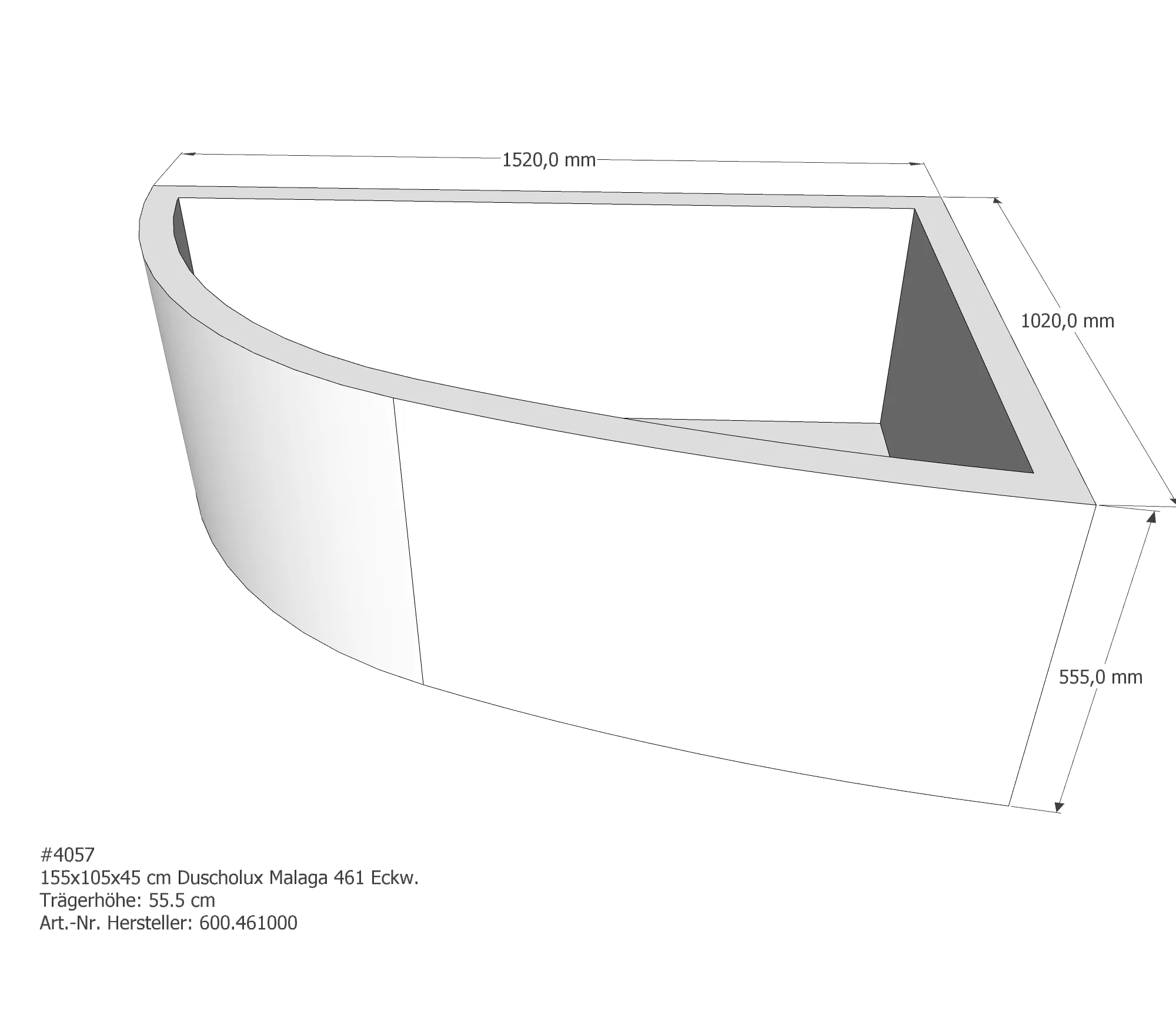 Badewannenträger für Duscholux 155 × 105 × 45 cm Badewannenträger für Duscholux 155 × 105 × 45 cm