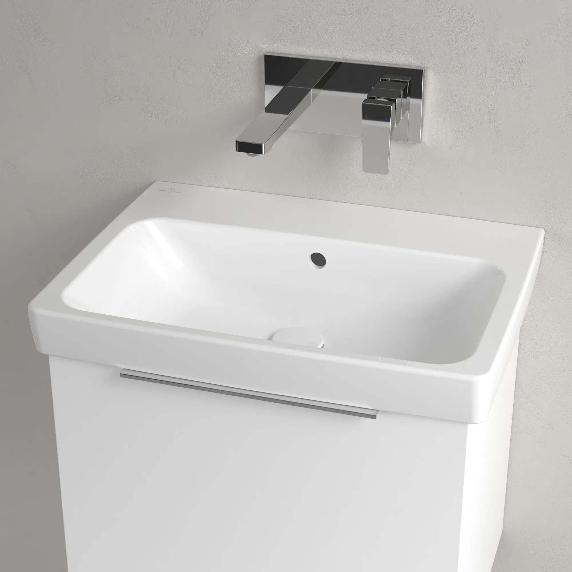 Villeroy & Boch Waschbecken „Architectura“ 600 × 445 × 165 mm, ohne Hahnlochbohrung, für Becken mittig in Weiß Alpin Villeroy & Boch Waschbecken „Architectura“ 600 × 445 × 165 mm, ohne Hahnlochbohrung, für Becken mittig in Weiß Alpin