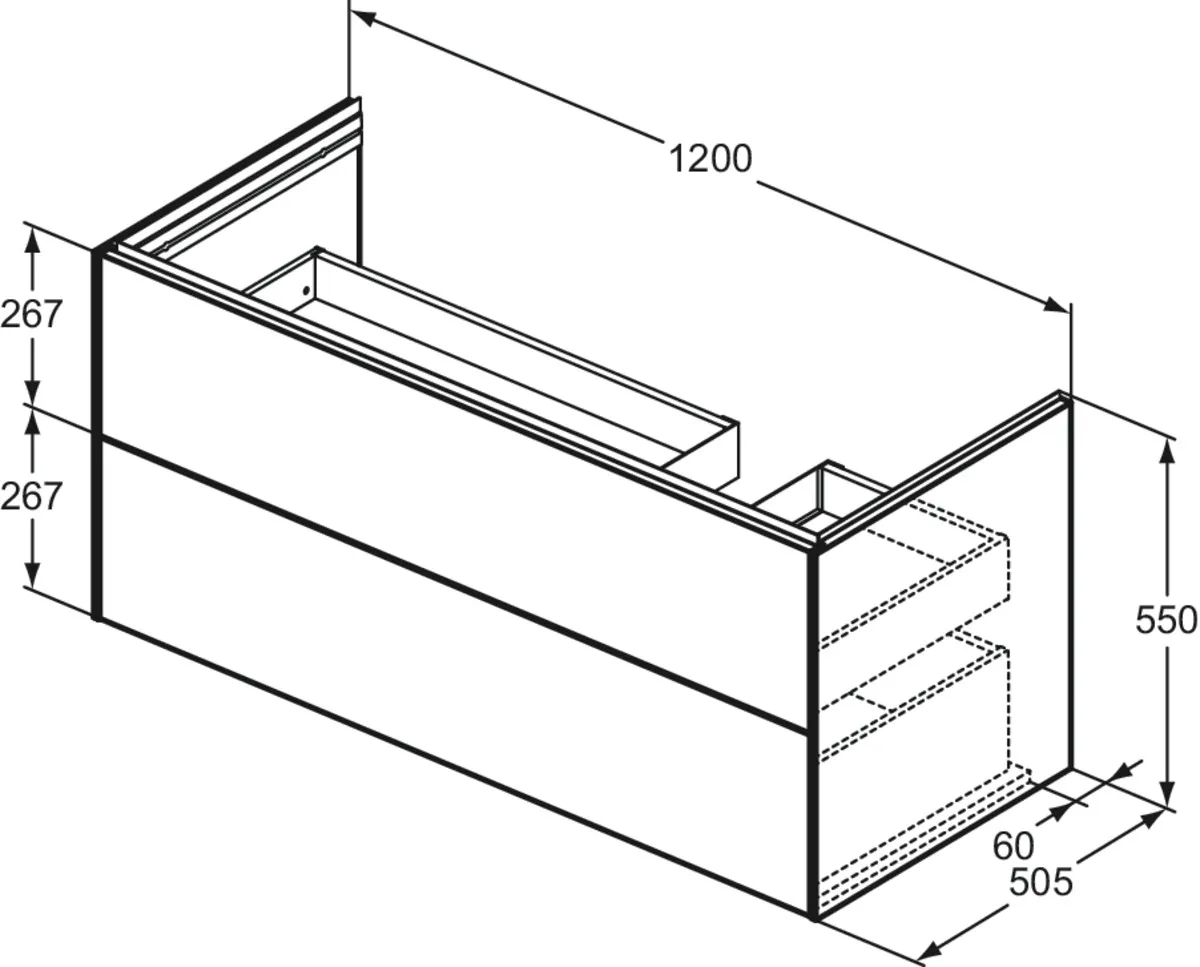 Ideal Standard Waschtischunterschrank „Conca“ 120 × 54,8 × 50,5 cm Anthrazit matt lackiert Ideal Standard Waschtischunterschrank „Conca“ 120 × 54,8 × 50,5 cm Anthrazit matt lackiert