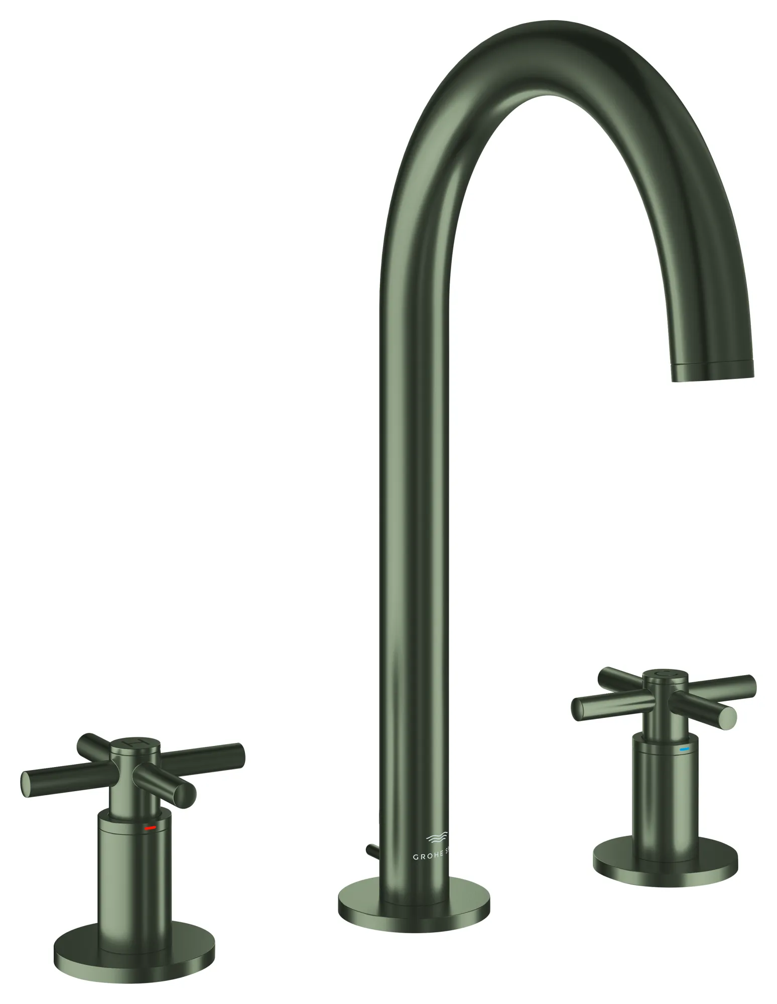 3-Loch-Waschtischbatterie Atrio 20643, mit Kreuzgriffen, Zugstangen-Ablaufgarnitur 1 1/4'', chrom