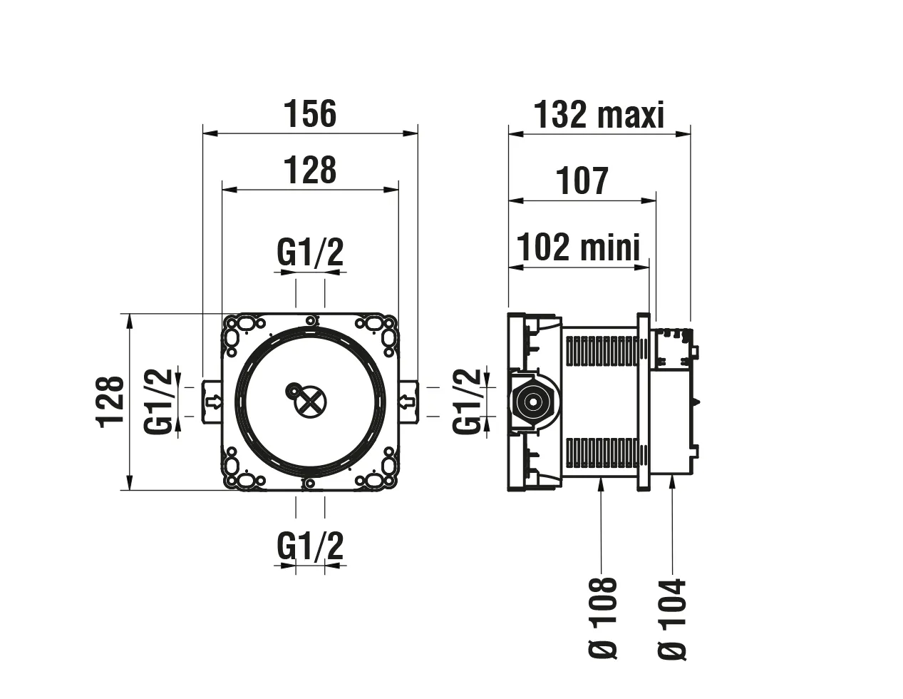 Laufen Unterputz-Einbaukörper SIMIBOX Standard, HF574007, 102 mm Einbautiefe Laufen Unterputz-Einbaukörper SIMIBOX Standard, HF574007, 102 mm Einbautiefe