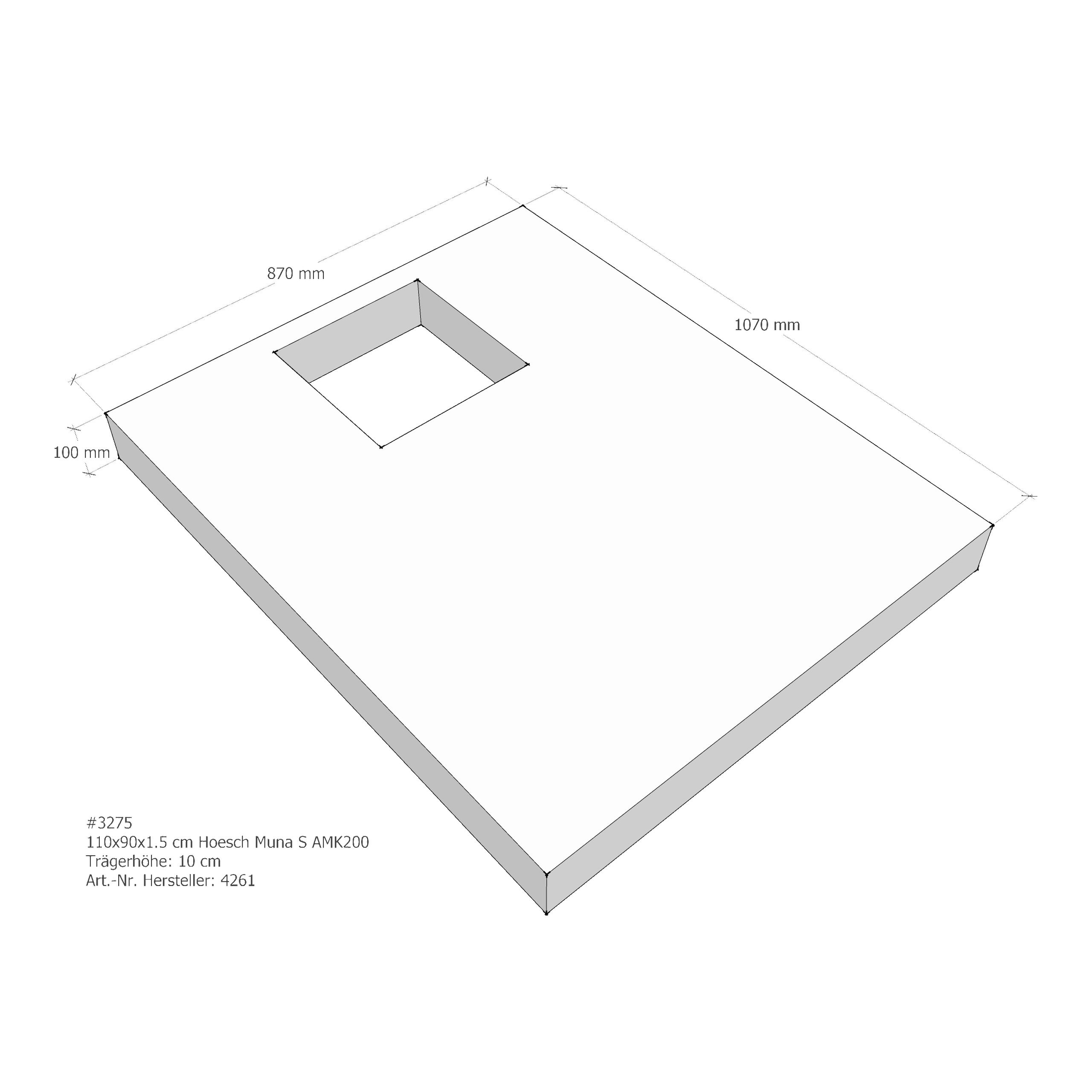 Duschwannenträger für Hoesch Muna S 110 × 90 × 1,5 cm