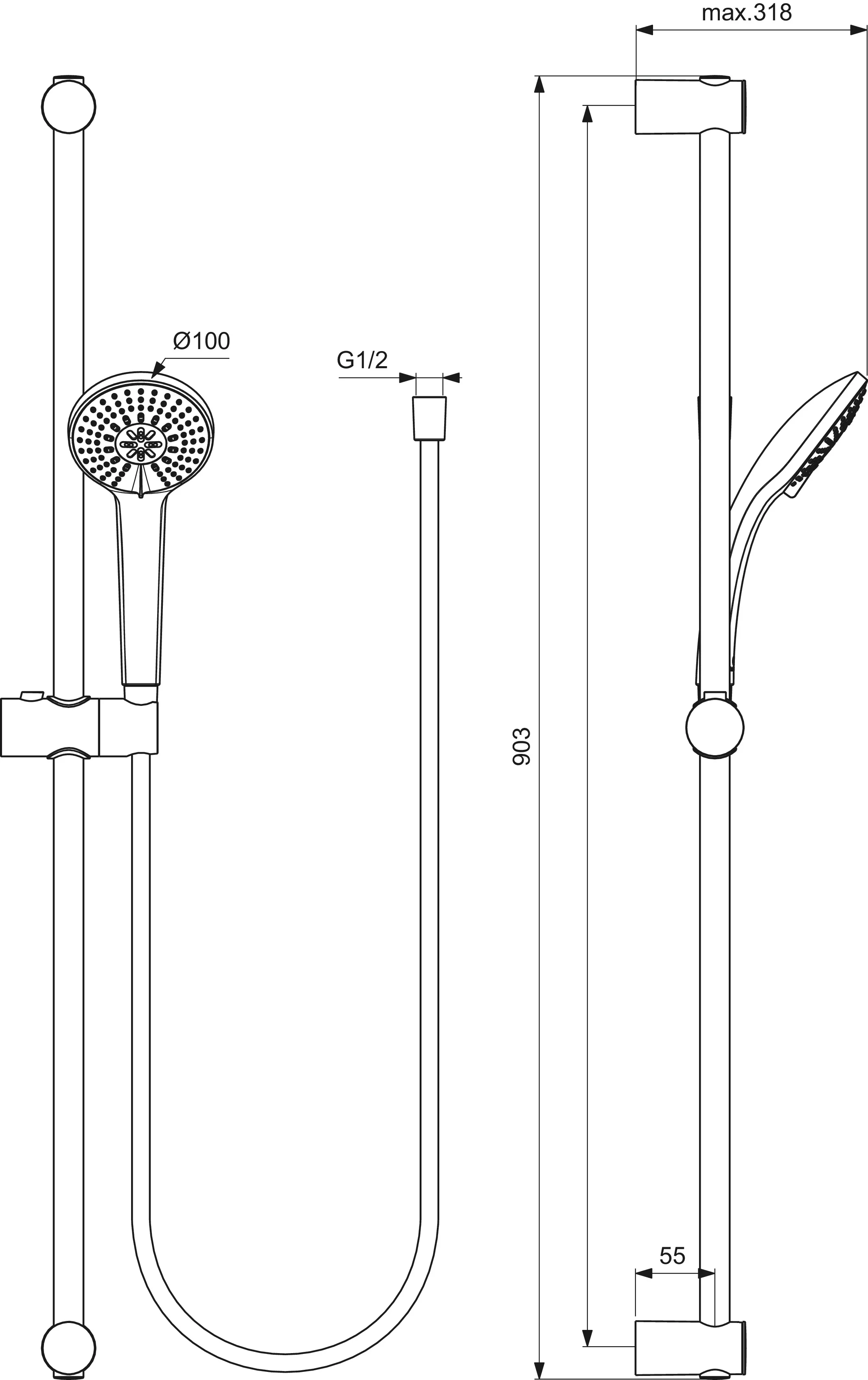 Armaturenpaket Ceraflex, mit Waschtischarmatur, Brausethermostat und Brausekombination,Chrom