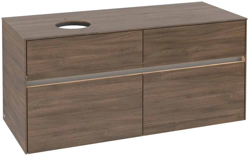 Villeroy & Boch Waschbeckenunterschrank Collaro Arizona Oak, 1200x548x500 mm, mit Beleuchtung und SoftClosing, Eckig