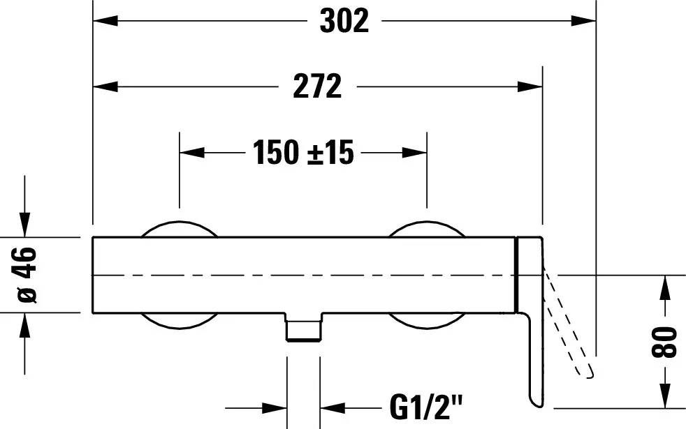 C.1 Einhebel-Brausemischer Aufputz Ausladung 80 Breite 272 mm