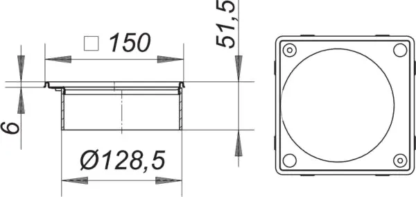 Aufsatzrahmen V, S15/150, V4A, 150 x 150 mm