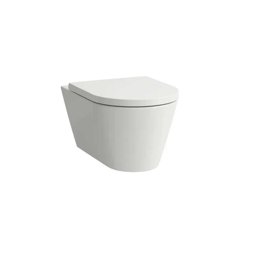 Tiefspül-WC mit Silent Flush wandhängend+Sitz Kartell Pack 545x370 spülrandlos verdeckte Befestigung, weiß, bestehend aus H8213310000001 Wand-WC und H8913330000001 WC-Sitz mit Absenkautomatik