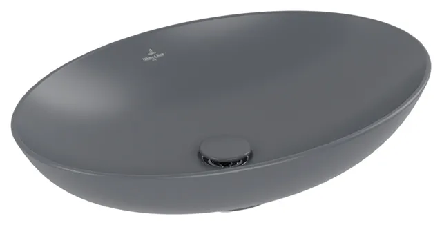 Villeroy & Boch Aufsatzwaschtisch aus TitanCeram „Loop & Friends“ 620 × 420 × 150 mm, ohne Hahnlochbohrung in Graphite