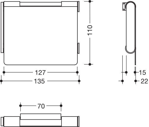 HEWI Toilettenpapierhalter pulverbeschichtet „System 900“ 13,5 × 2,3 × 11 cm