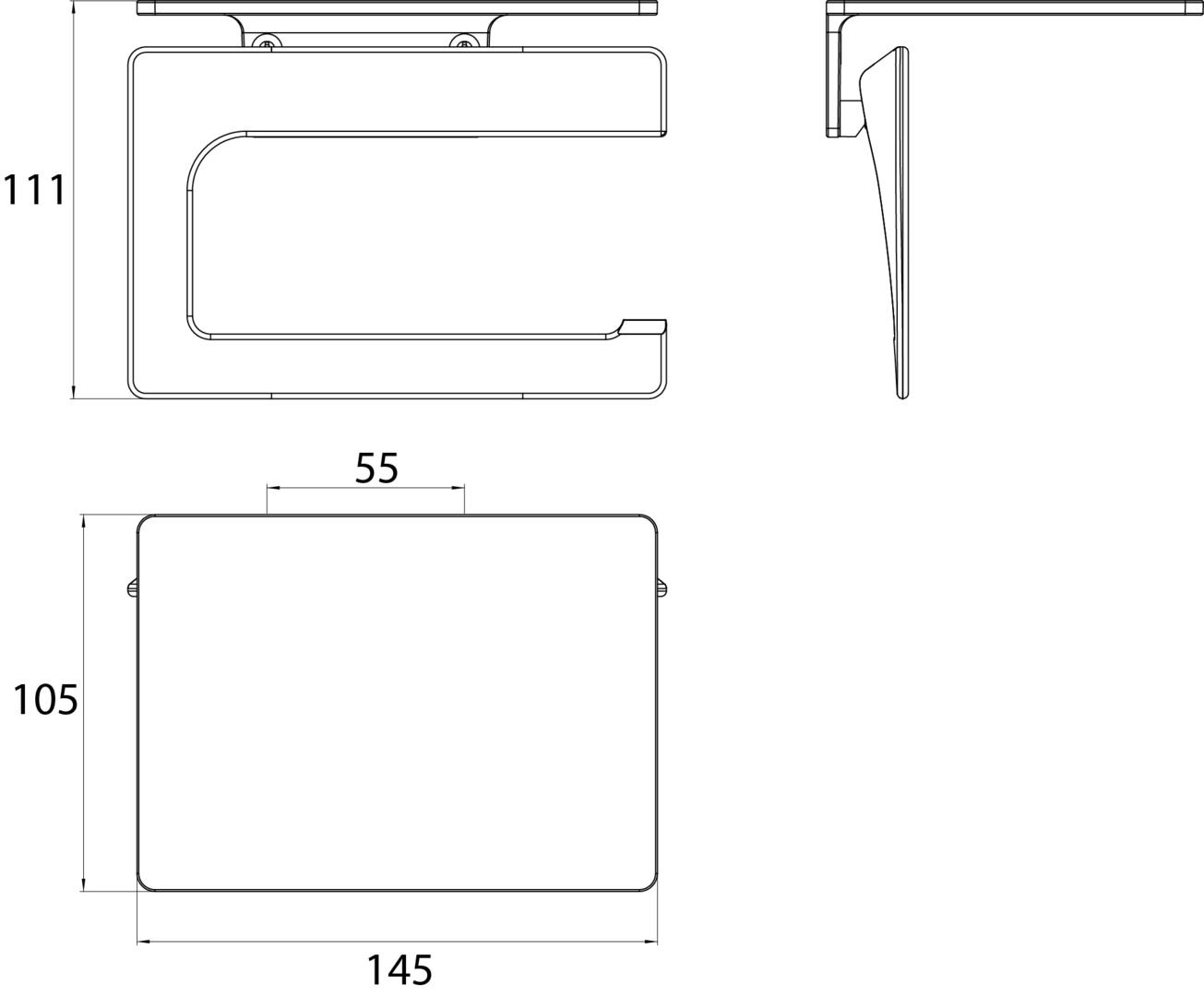 Toilettenpapierhalter mit Ablage „art“ 10,5 × 11,1 cm