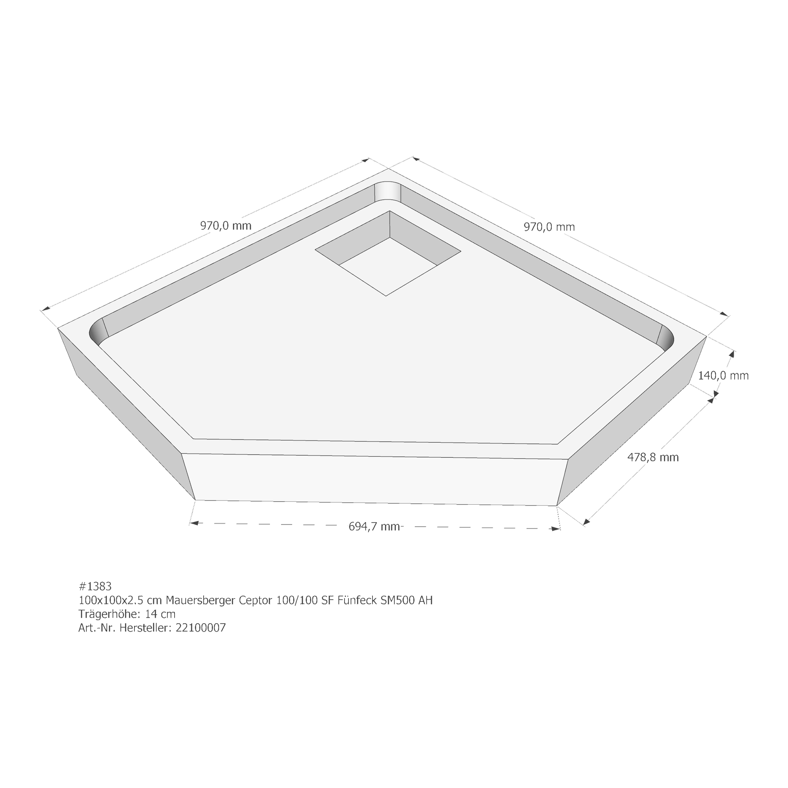 Duschwannenträger für Mauersberger Ceptor 100/100 SF 100 × 100 × 2,5 cm Duschwannenträger für Mauersberger Ceptor 100/100 SF 100 × 100 × 2,5 cm