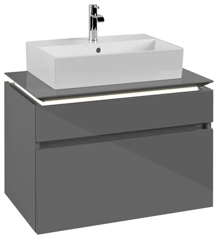 Villeroy & Boch Waschtischunterschrank „Legato“ für Schrankwaschtisch 800 × 550 × 500 mm Glossy Grey, für Becken mittig