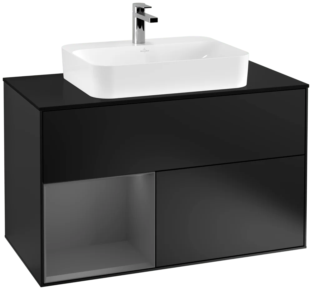 Villeroy & Boch Waschbeckenunterschrank Finion G36, 1000x603x501 mm, Black Matt Lacquer, mit Beleuchtung und Push-to-open Funktion