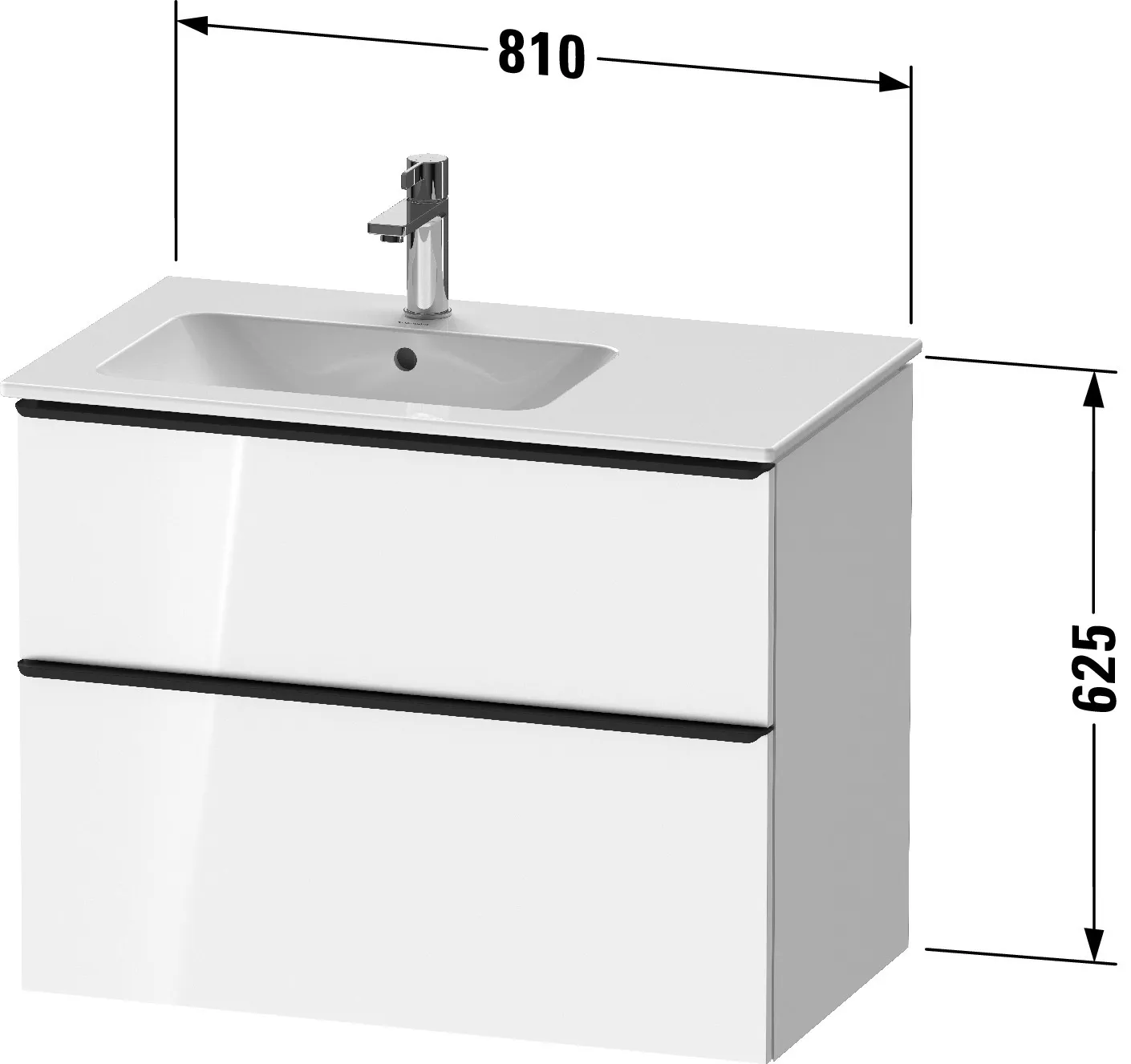 Duravit Waschtischunterschrank wandhängend „D-Neo“ 81 × 62,5 × 46,2 cm in Graphit Matt