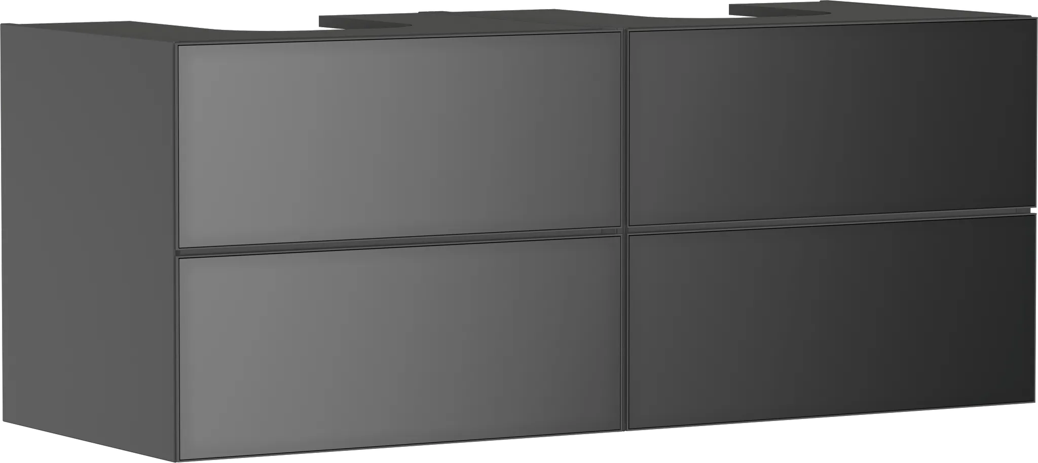 Xevolos E Waschtischunterschrank Schiefergrau Matt 1370/550 mit 4 Schubkästen für Konsolen mit 2 Aufsatzwaschtischen geschliffen Bronze Struktur