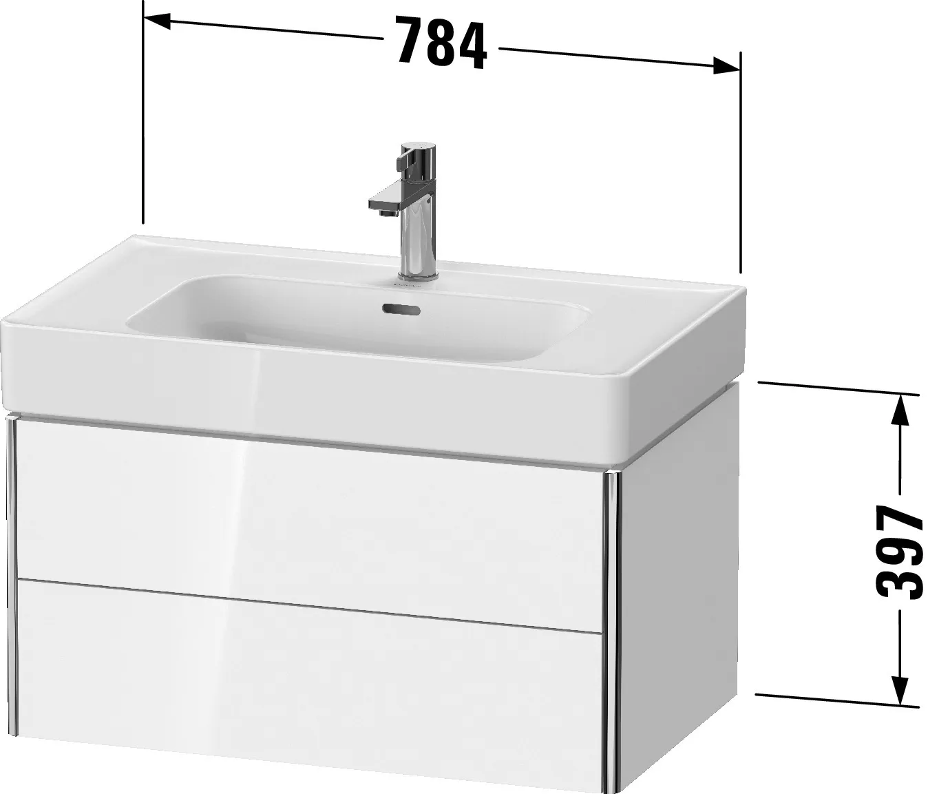 Duravit Waschtischunterschrank wandhängend „XSquare“ 78,4 × 39,7 × 47 cm