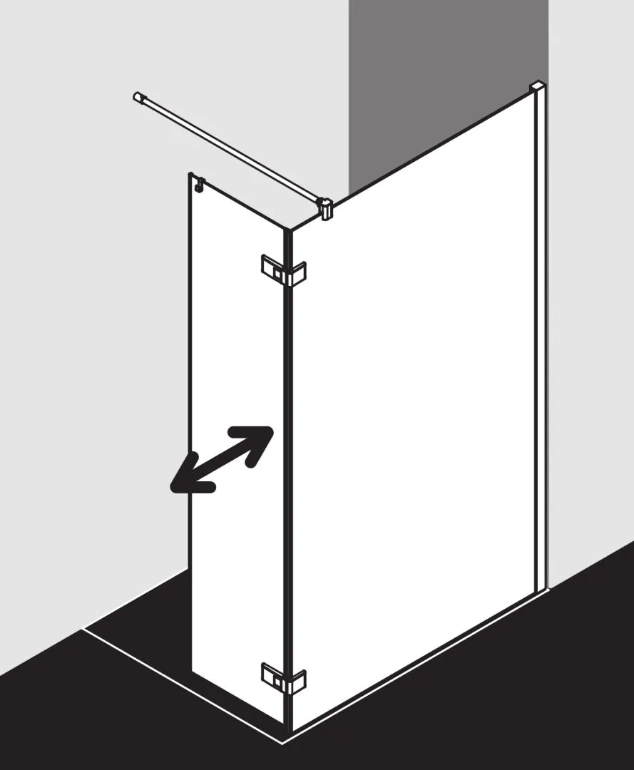 Kermi Duschdesign MENA, ME T1R/L, WALK-IN Wall mit beweglichem Flügel, Anschlag rechts, H 2000 mm