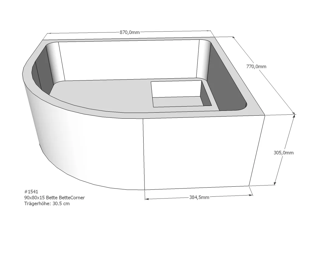 Duschwannenträger passend für Bette 120 × 75 × 2,5 cm