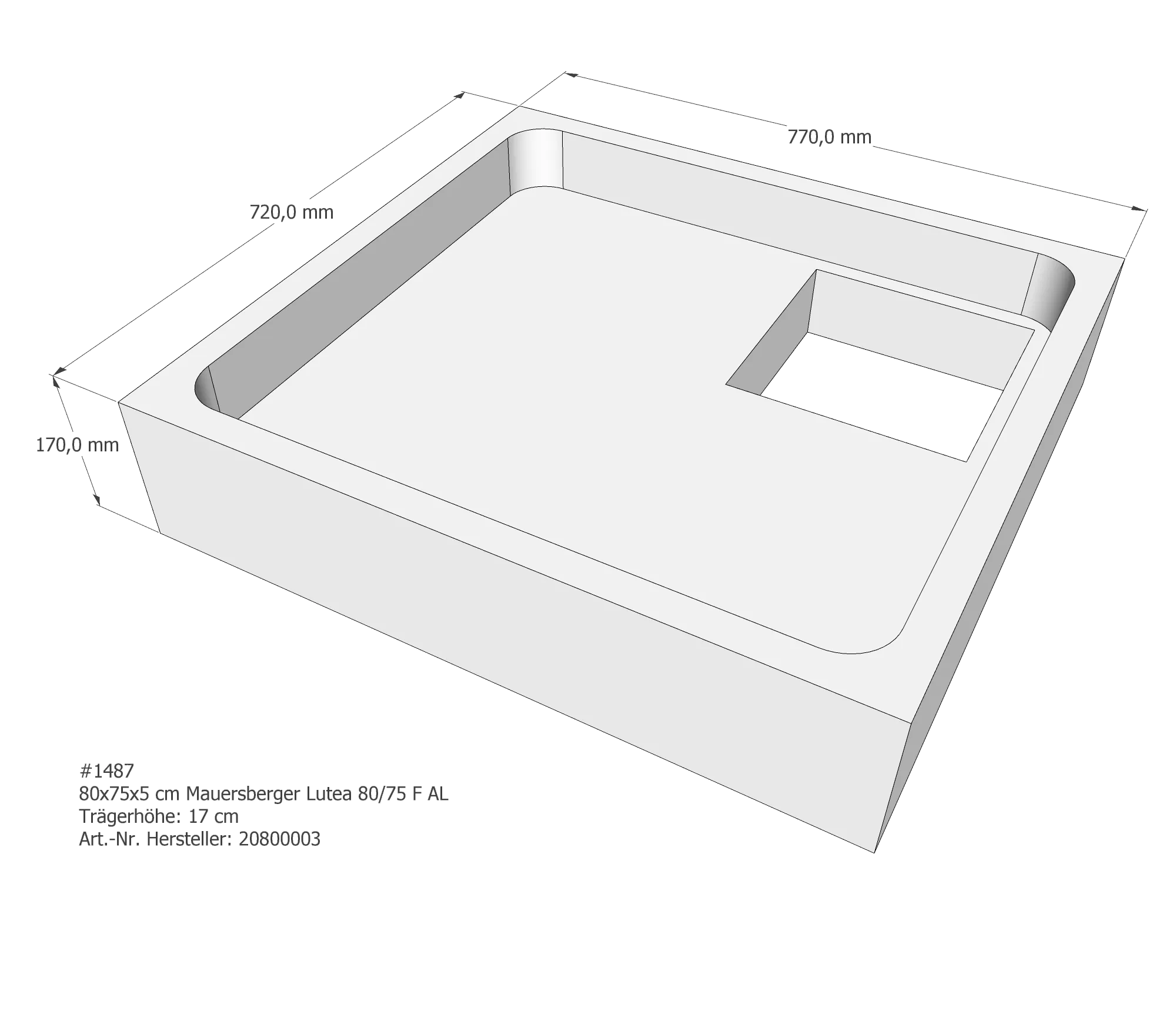 Duschwannenträger für Mauersberger Lutea 80/75 F 80 × 75 × 5 cm