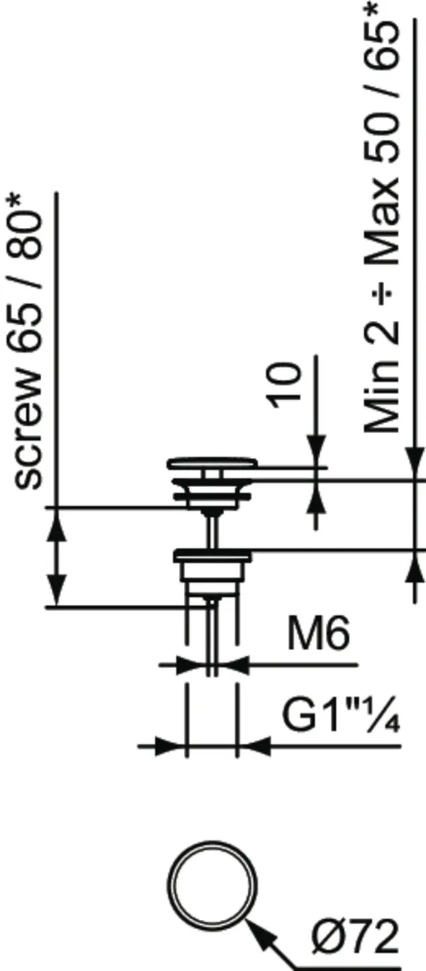 Ideal Standard Schaftventil E2114V1, nicht verschließbar, Seidenweiß, 72x72x75 mm, für Waschtisch