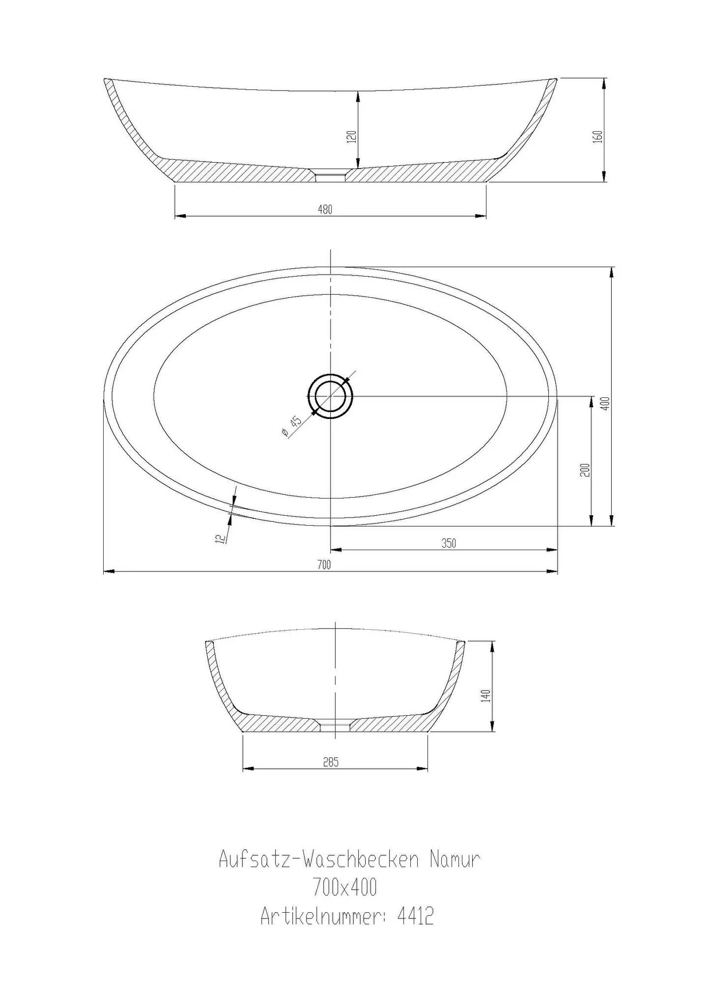 Hoesch Namur Aufsatz-Waschbecken Solique, BiColor Weiß-Schwarz Hoesch Namur Aufsatz-Waschbecken Solique, BiColor Weiß-Schwarz