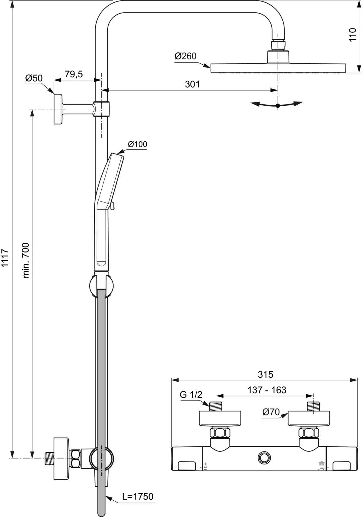 Ideal Standard Duschsystem „CerathermT25“ Ideal Standard Duschsystem „CerathermT25“