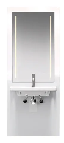 HEWI Waschtisch-Modul S 50, Höhenverstellbar, LED-Lichtspiegel, Weiß HEWI Waschtisch-Modul S 50, Höhenverstellbar, LED-Lichtspiegel, Weiß