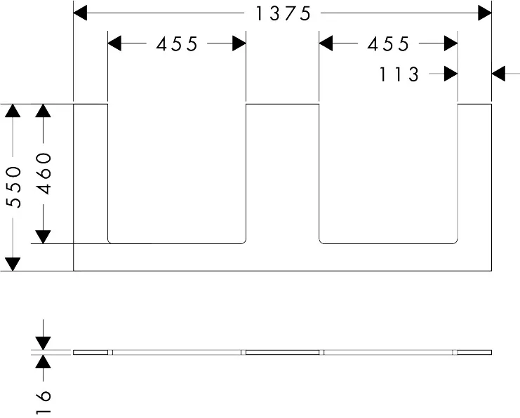 Xilesa E Konsole 1375/550 mit 2 Ausschnitten für Ausatzwaschtisch geschliffen, Eiche Kaschmir Xilesa E Konsole 1375/550 mit 2 Ausschnitten für Ausatzwaschtisch geschliffen, Eiche Kaschmir