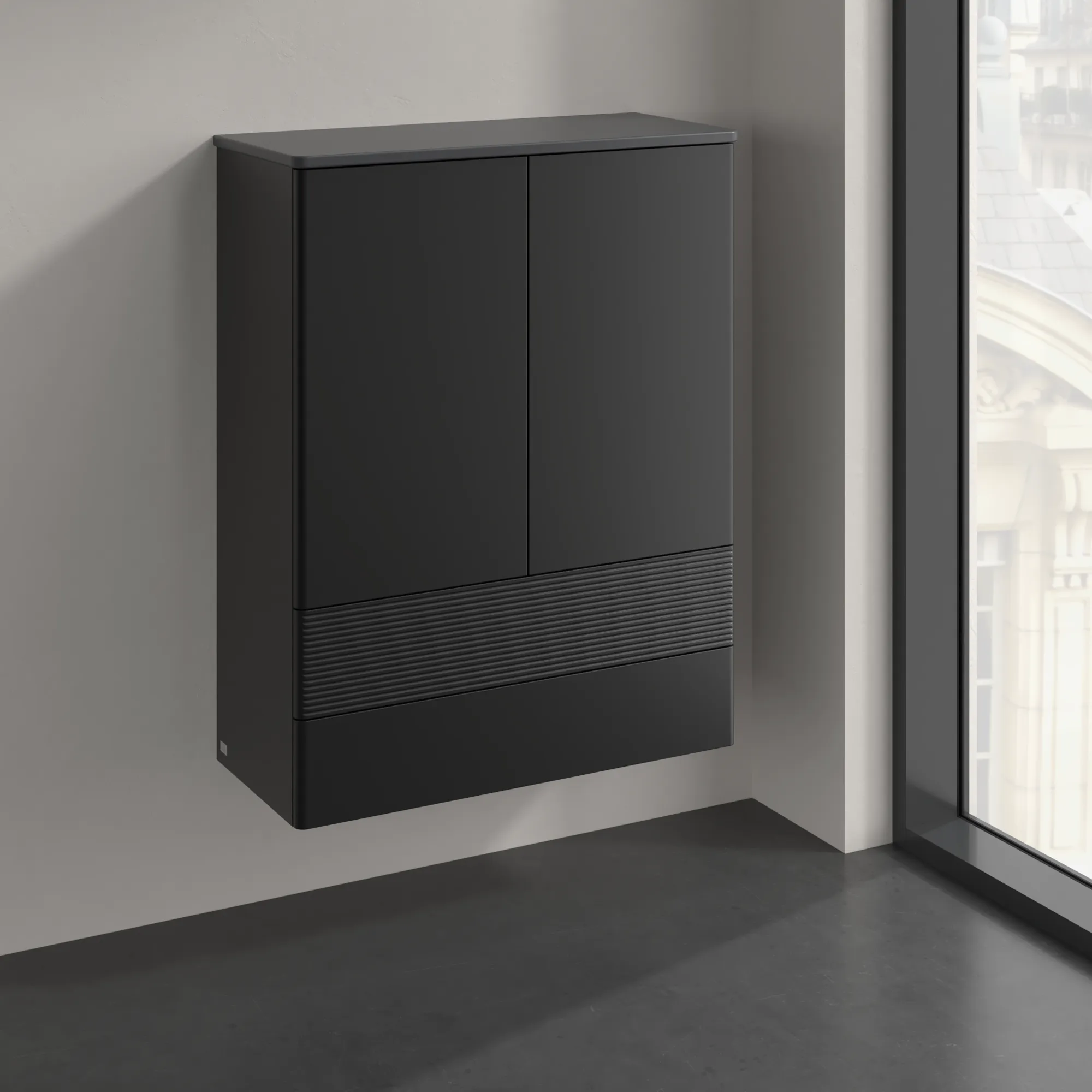 Villeroy & Boch Antao Highboard K47, 814x1039x356mm, 2 Türen, Black Matt Lacquer
