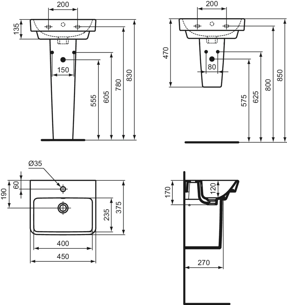 Ideal Standard Waschbecken „i.lifeB“, Hahnlochposition mittig Ideal Standard Waschbecken „i.lifeB“, Hahnlochposition mittig