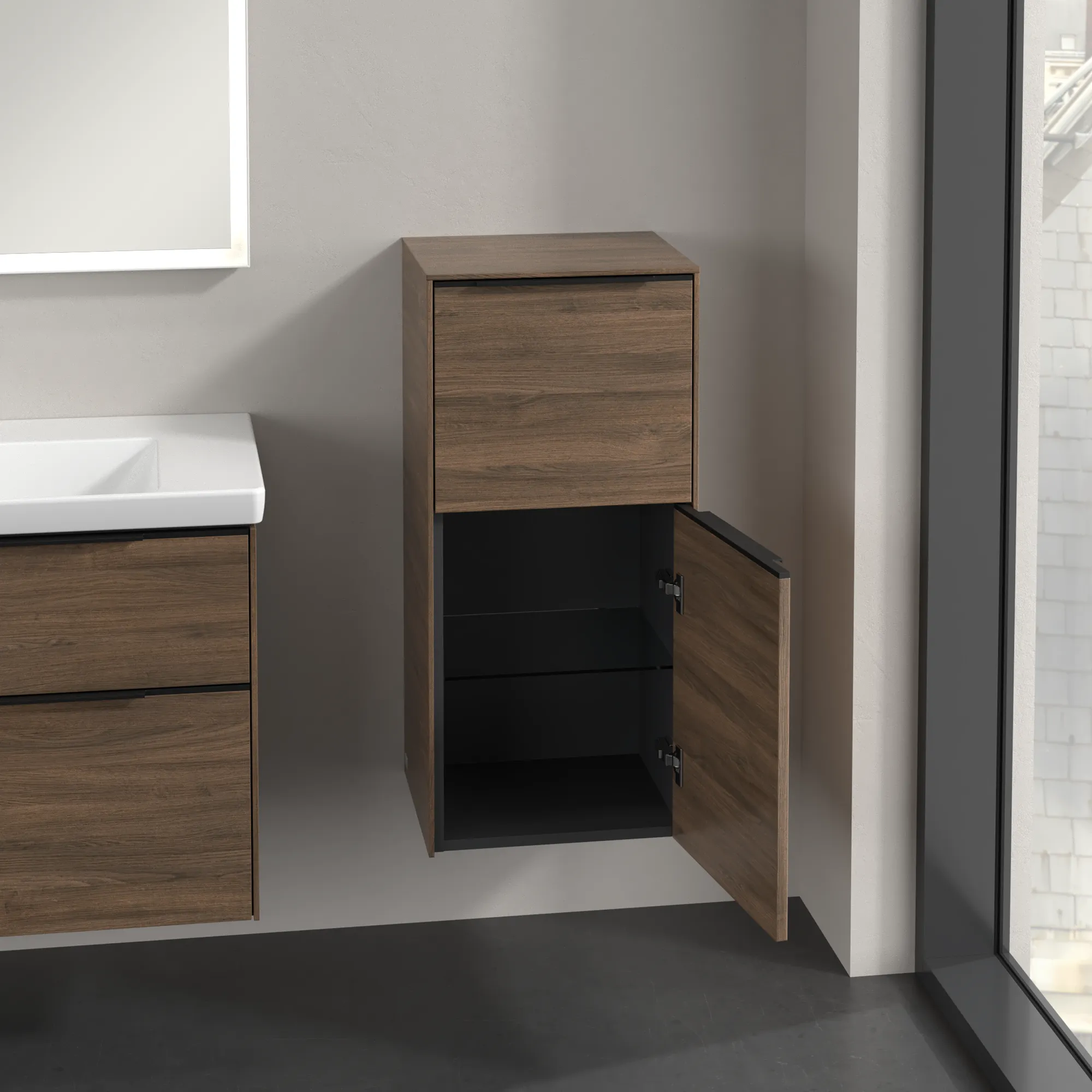 Villeroy & Boch Subway 3.0 Seitenschrank, Arizona Oak, 400x860x346 mm, eckig, mit SoftClosing, 1 Tür, 1 Auszug