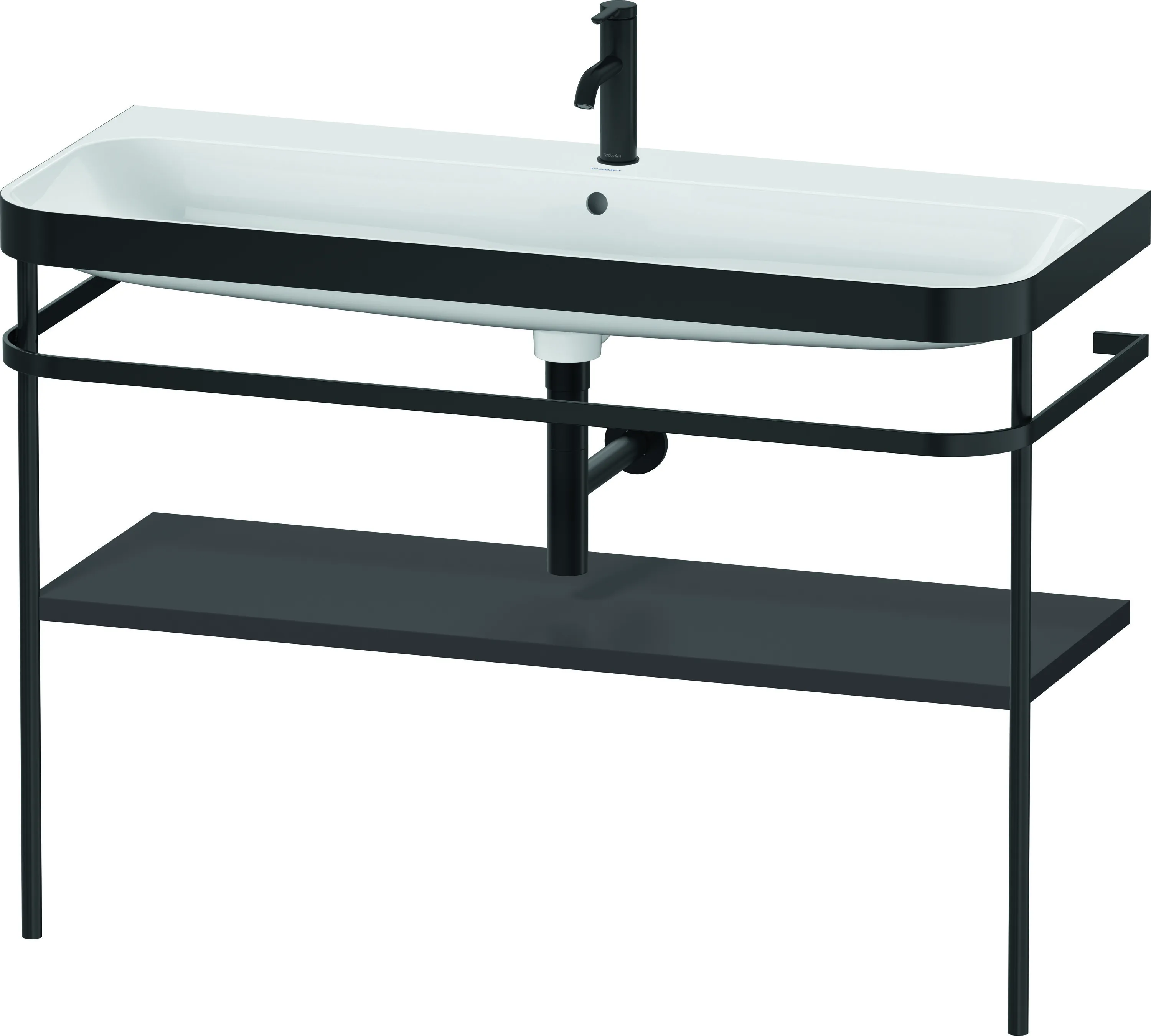 Duravit Waschtischunterschrank mit Metallkonsole „Happy D.2 Plus“ 117,5 × 85 × 49 cm in Graphit Supermatt