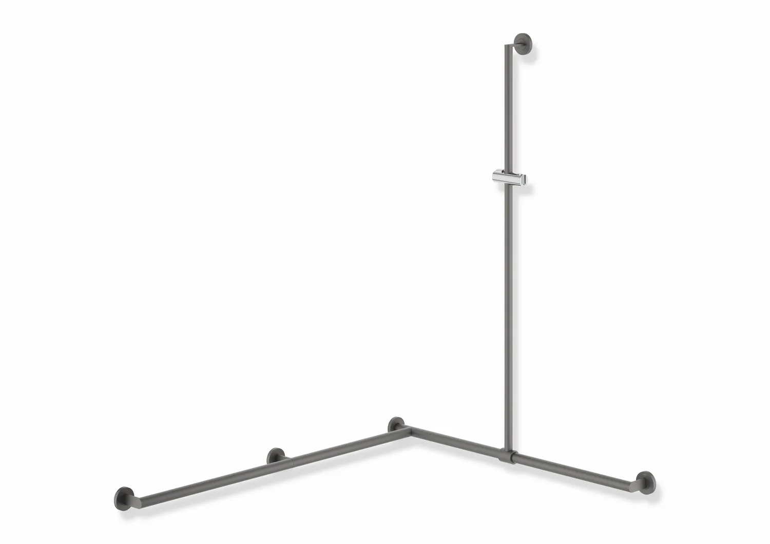 HEWI Duschhandlauf System 900 PG56, Edelstahl, pulverbeschichtet, Dunkelgrau Perlglimmer tiefmatt