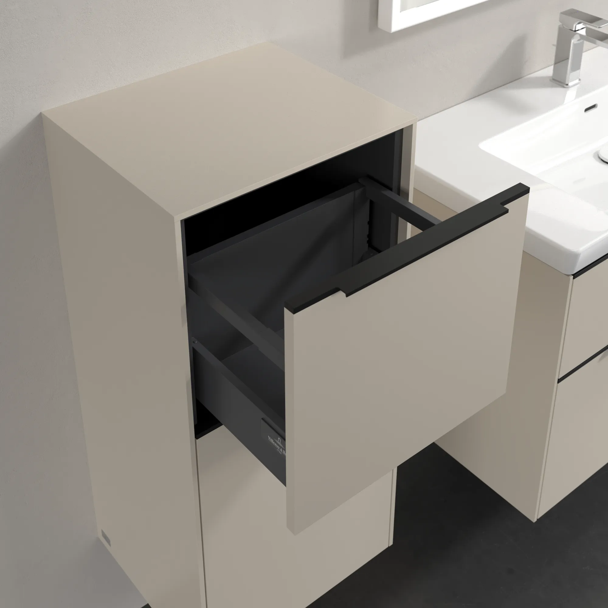 Villeroy & Boch Seitenschrank „Subway 3.0“ 40 × 86 × 36,2 × 36,2 cm 1 Auszug, 1 Tür, Anschlag (Scharnier) links, 1 Tür, Anschlag links