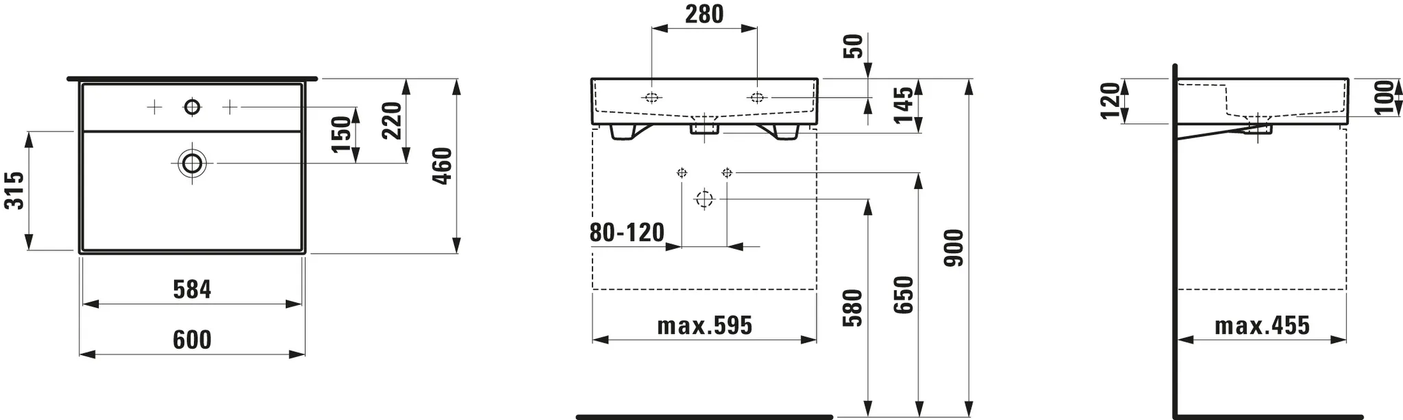 Waschtisch Kartell • 460x600x145 1 Hahnloch mit Überlauf weiß Waschtisch Kartell • 460x600x145 1 Hahnloch mit Überlauf weiß