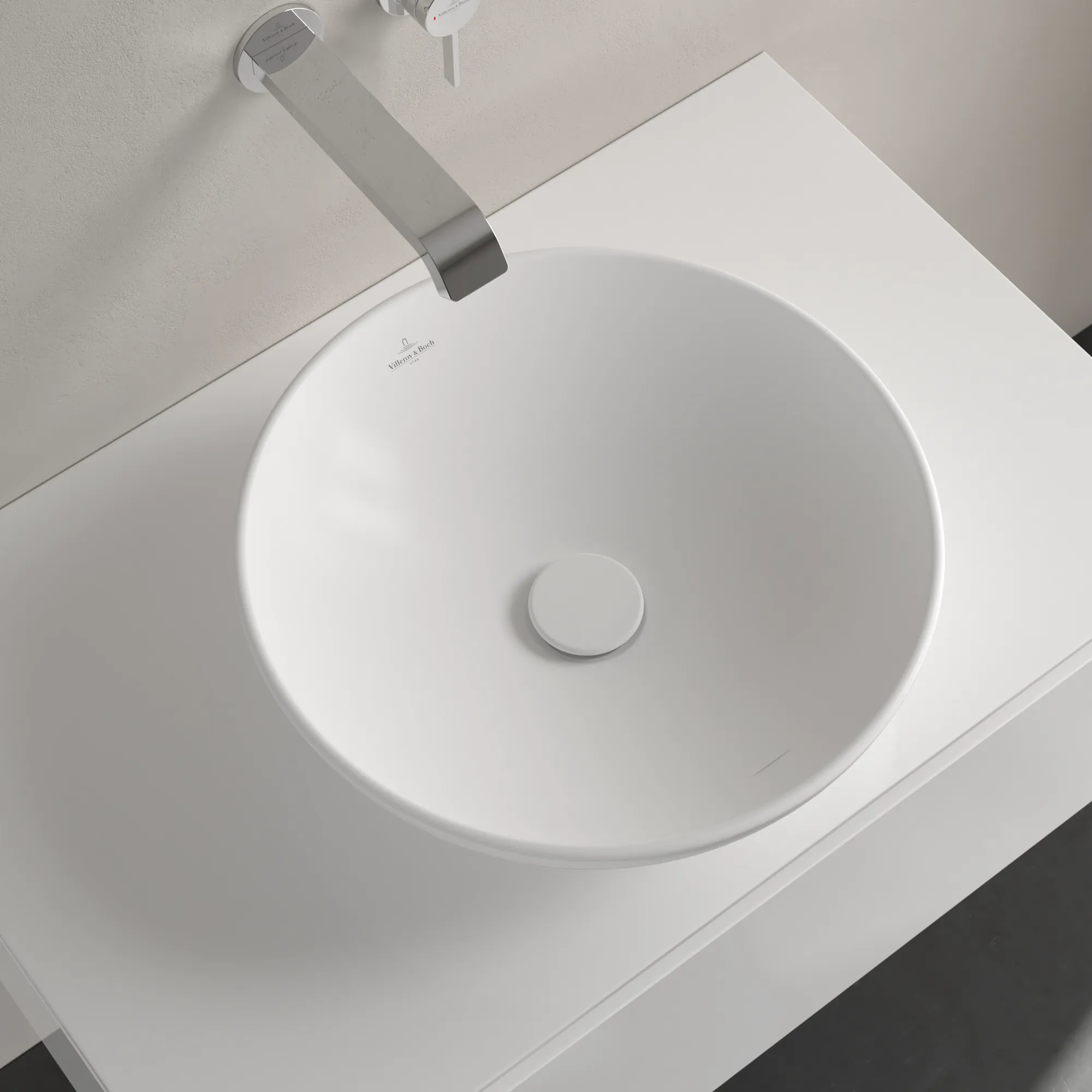 Villeroy & Boch Aufsatzwaschbecken Loop & Friends, 420x420x150 mm, Stone White CeramicPlus, TitanCeram, matt