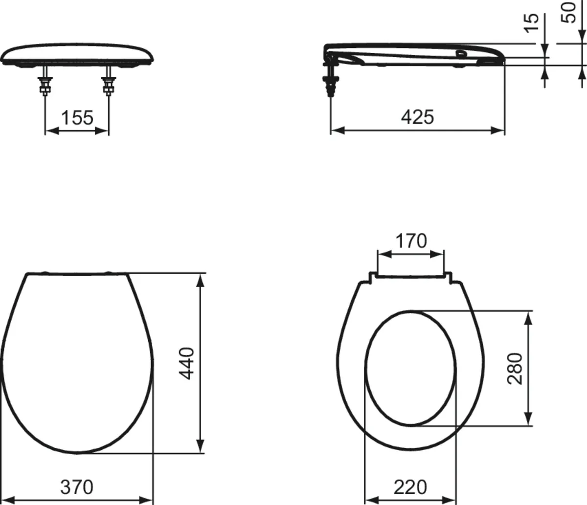 Ideal Standard WC-Sitz San Remo, weiß, Wrapover, Duroplast, 370x440x50 mm