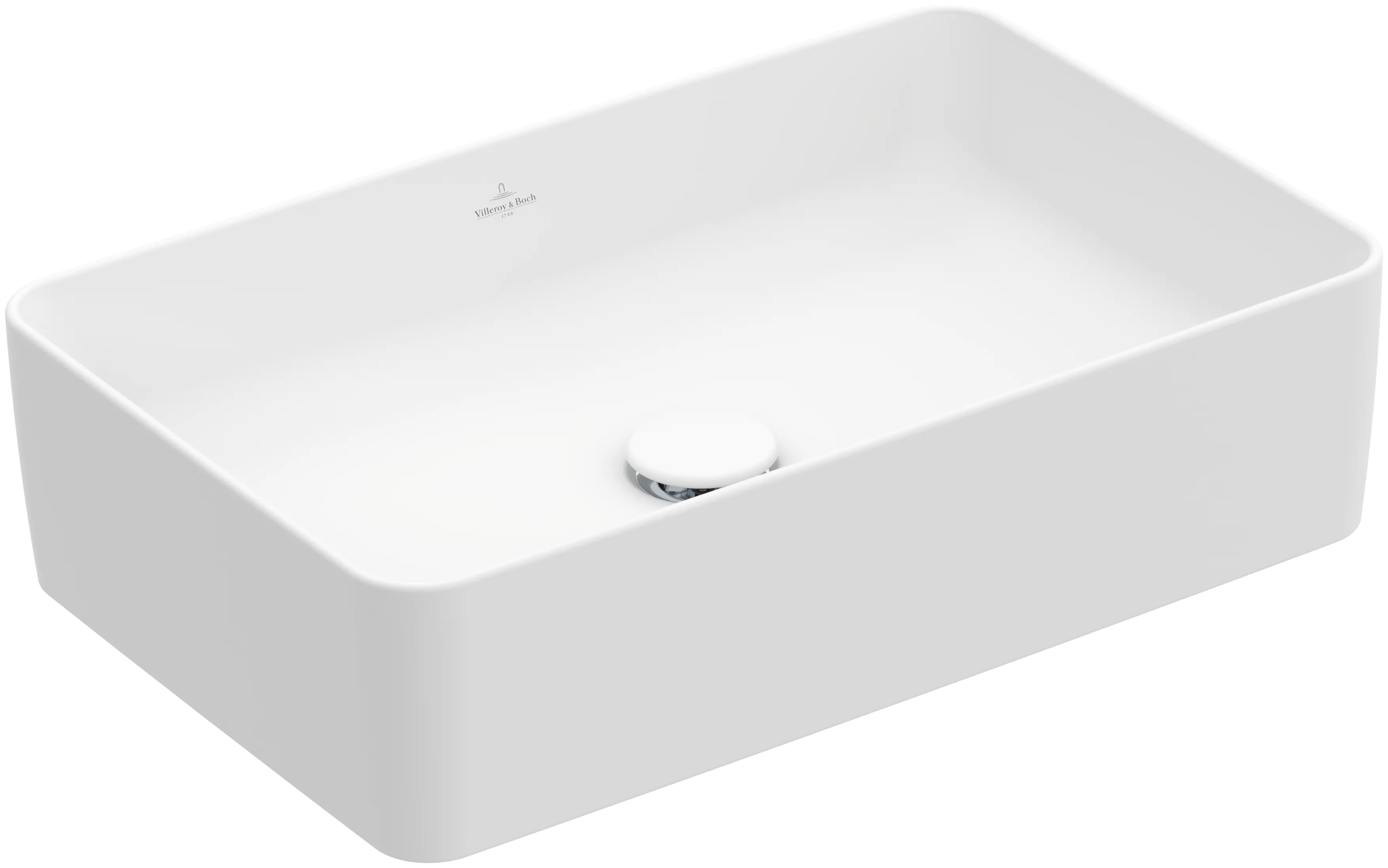 Villeroy & Boch Aufsatzwaschtisch rechteck aus TitanCeram „Collaro“ 560 × 360 × 145 mm, ohne Hahnlochbohrung in Stone White Villeroy & Boch Aufsatzwaschtisch rechteck aus TitanCeram „Collaro“ 560 × 360 × 145 mm, ohne Hahnlochbohrung in Stone White