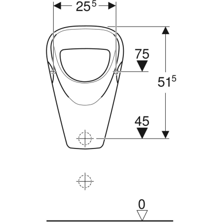 Urinal „Aller“, Zulauf von oben, ohne Zielobjekt 35 × 56,5 × 35 cm 