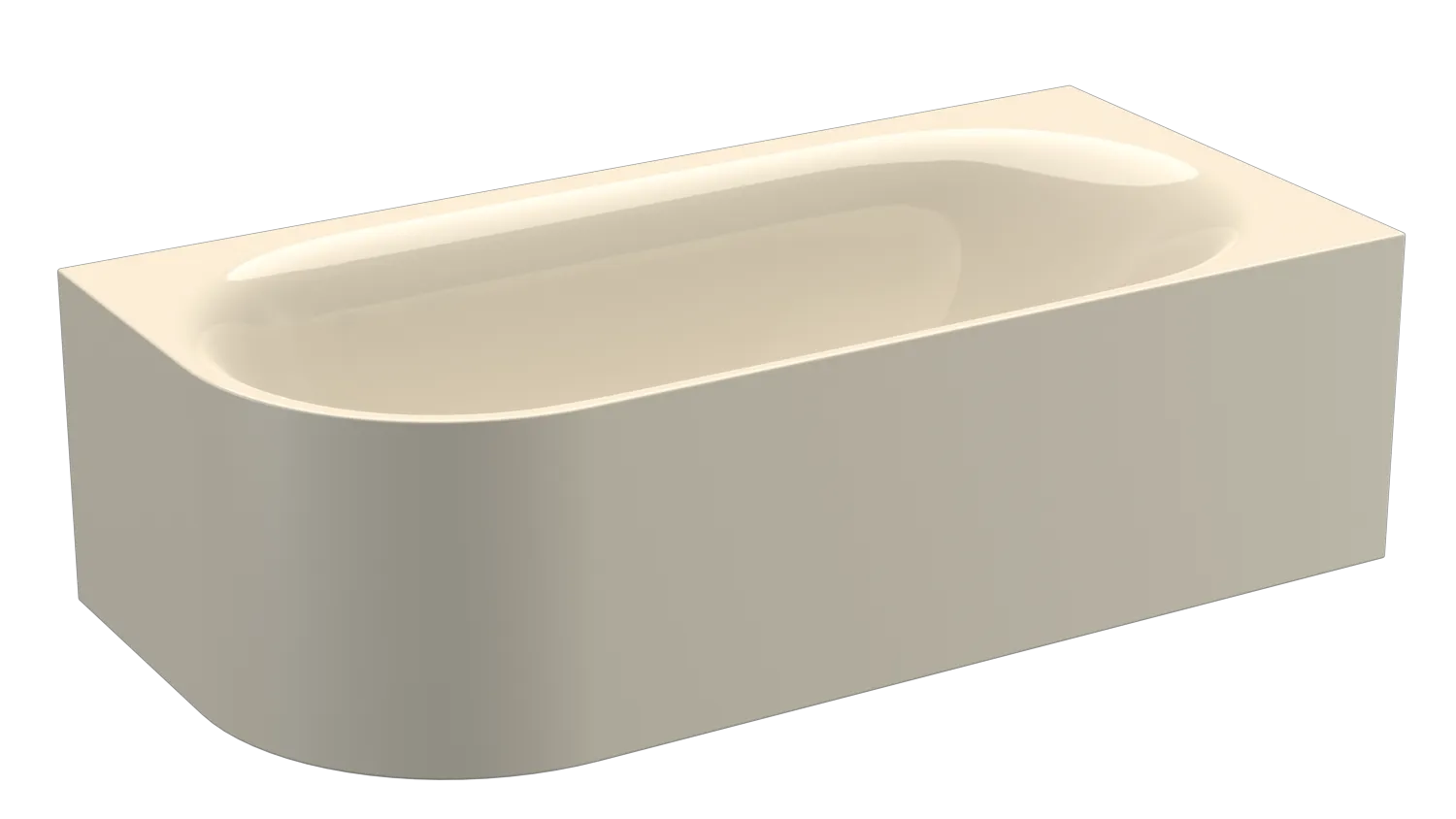 Bette BetteLux Oval V Silhouette Badewanne, Eck, Sonderform, 1950 x 950 mm, 575 mm Randhöhe, 2-Sitzer, Schürzenwanne, glasierter Titan-Stahl, Pergamon