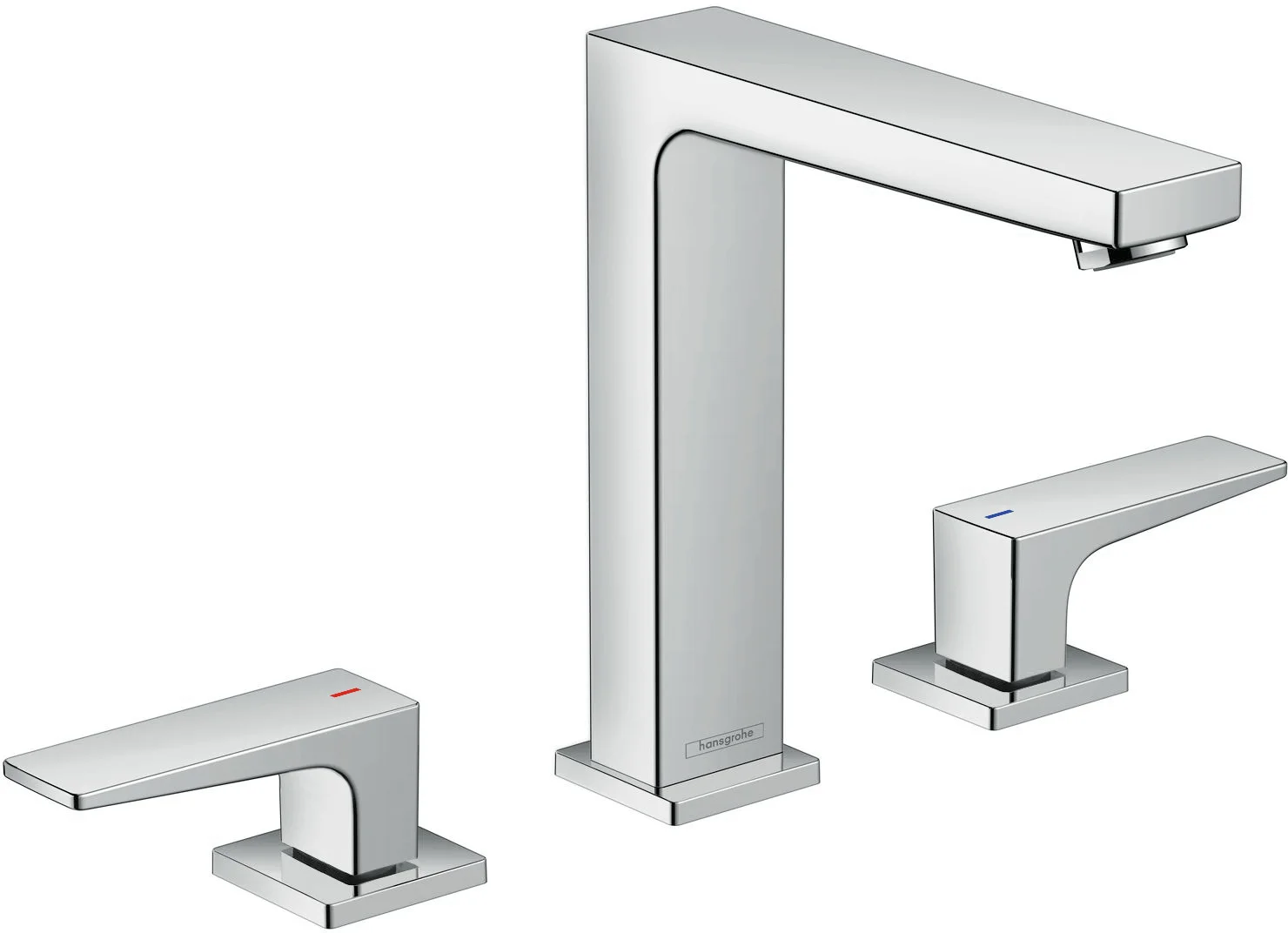 Hansgrohe Metropol 3-Loch Waschtischarmatur in Chrom, Ausladung 152 mm, Auslaufhöhe 159 mm, Hebelgriff, Push-Open Ablaufgarnitur G 1 1/4, max. Durchflussmenge 5 l/min bei 3 bar