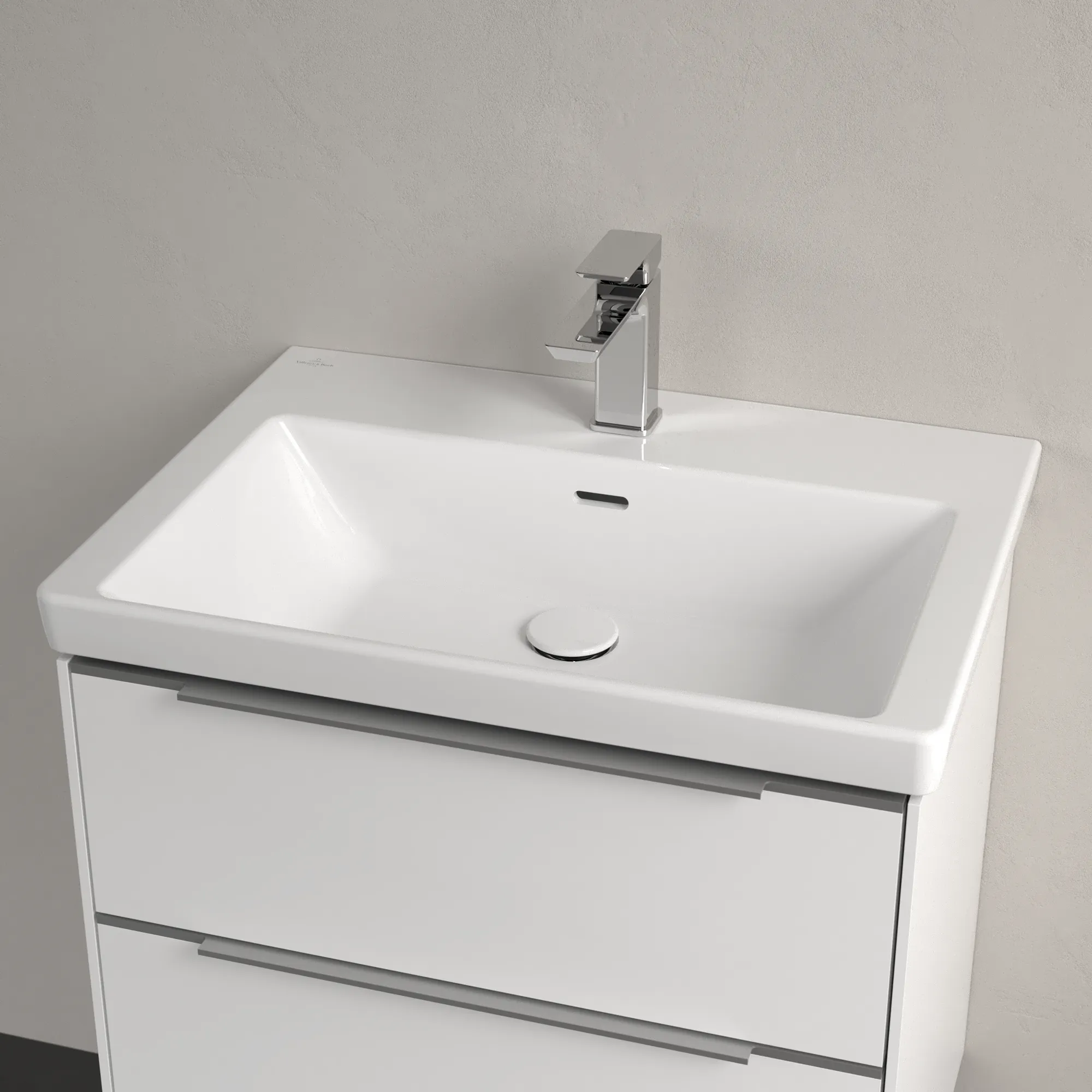 Villeroy & Boch Wandwaschtisch aus TitanCeram „Subway 3.0“ 650 × 470 × 165 mm, ohne Hahnlochbohrung, Hahnlochposition mittig in Weiß Alpin Villeroy & Boch Wandwaschtisch aus TitanCeram „Subway 3.0“ 650 × 470 × 165 mm, ohne Hahnlochbohrung, Hahnlochposition mittig in Weiß Alpin