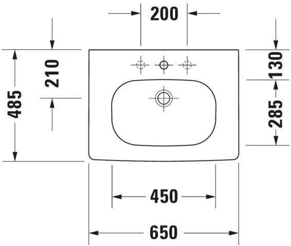 Wandwaschtisch „D-Code“, Form rechteckig 65 × 48,5 cm