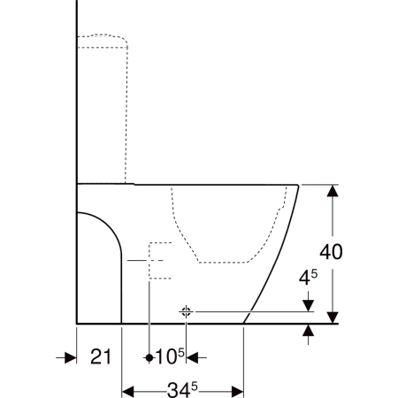 Stand-Tiefspül-WC für Kombination mit Spülkasten „iCon“ 35,5 × 40 cm, ohne Spülrand, Befestigung verdeckt