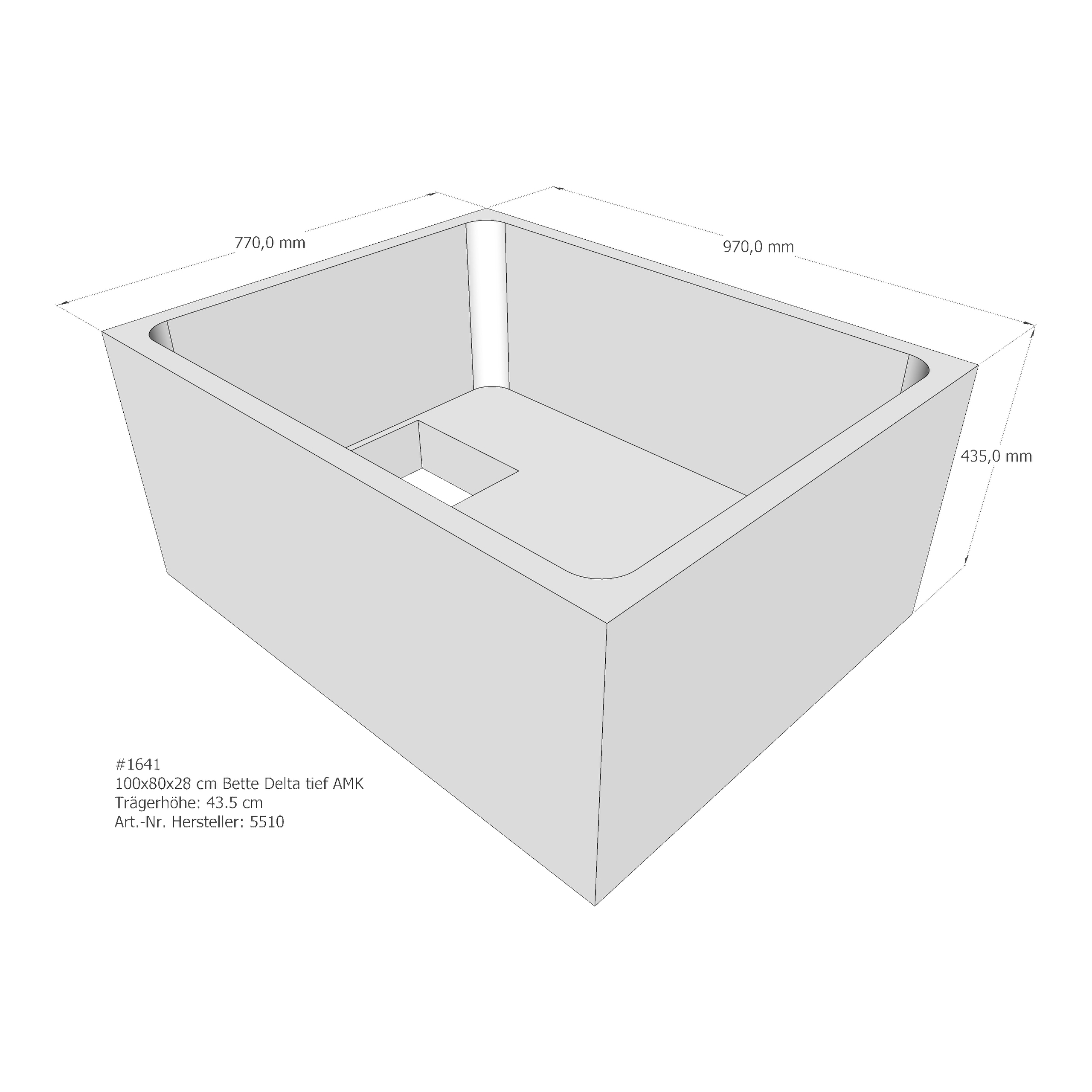 Duschwannenträger für Bette BetteDelta (tief) 100 × 80 × 28 cm