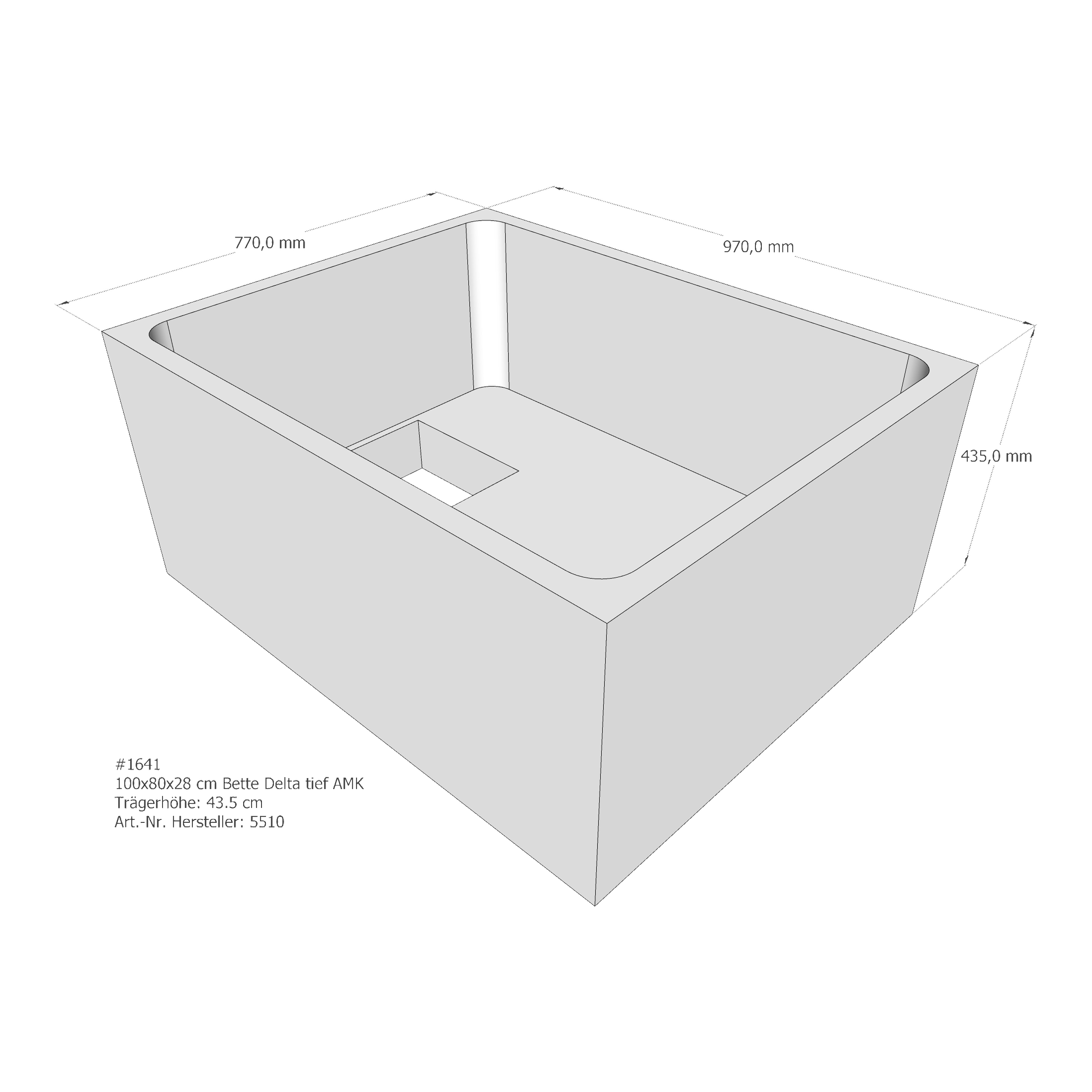 Duschwannenträger für Bette Delta (tief) 100 × 80 × 28 cm Breite: 80 cm / Länge: 100 cm Duschwannenträger für Bette Delta (tief) 100 × 80 × 28 cm Breite: 80 cm / Länge: 100 cm