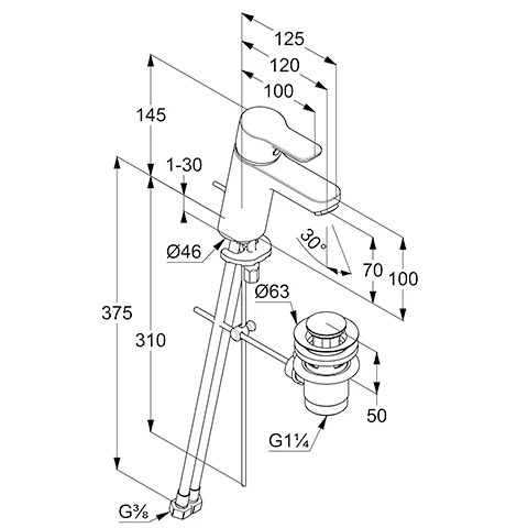 EinhandWaschtischarmatur „Pure & Easy“ Ausladung 120 mm in chrom EinhandWaschtischarmatur „Pure & Easy“ Ausladung 120 mm in chrom