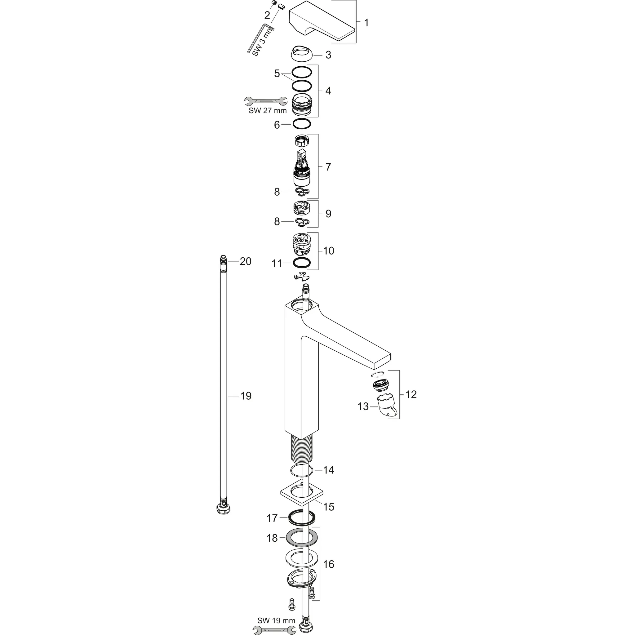 Waschtischmischer 260 Metropol mit Push-Open Ablaufgarnitur chrom