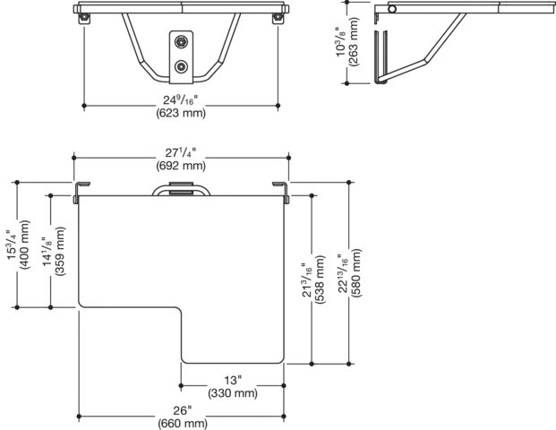 HEWI Duschklappsitz, L-förmig (USA) System 900 PG57 Edelstahl HEWI Duschklappsitz, L-förmig (USA) System 900 PG57 Edelstahl