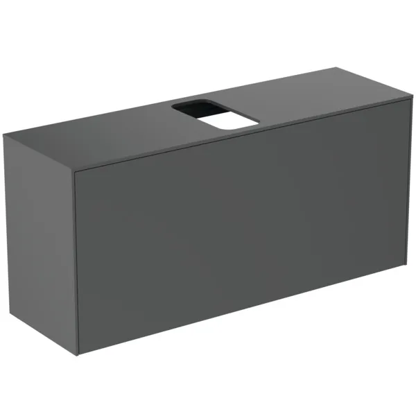 Ideal Standard Conca Waschtischunterschrank, Anthrazit matt, 1 Auszug, Push-Open mit Softclose, 1.202 x 373 x 550 mm